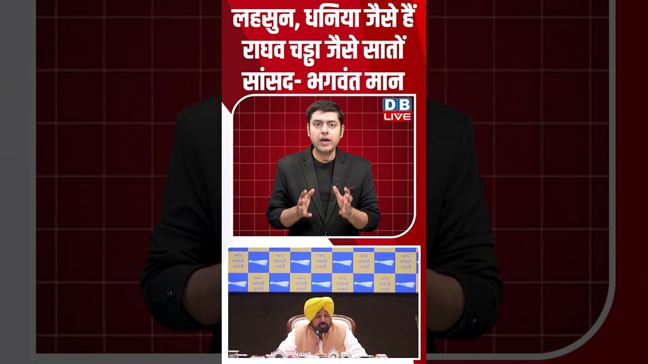 लहसुन, धनिया जैसे हैं राघव चड्ढा जैसे सातों सांसद- भगवंत मान #dblive #shortsvideo #breakingnews