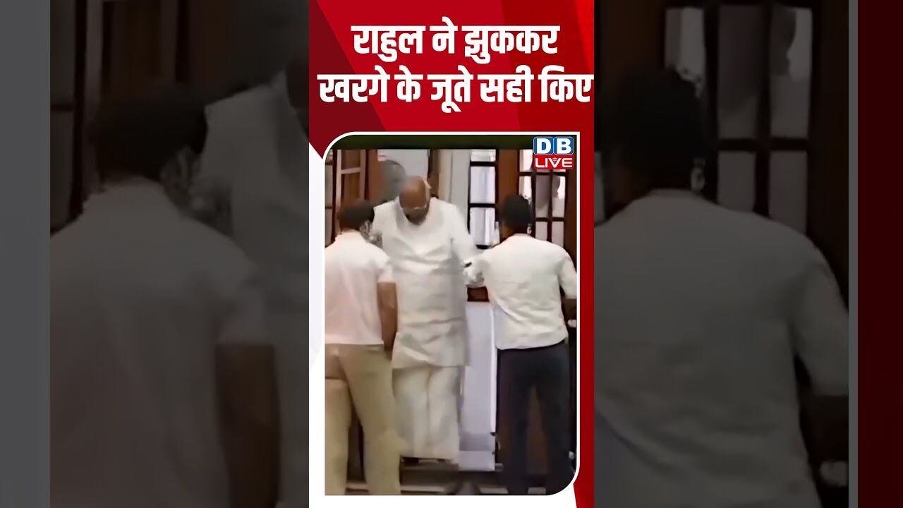 राहुल ने झुककर खरगे के जूते सही किए #dblive #breakingnews #shortsvideo #latestnews #news #kharge